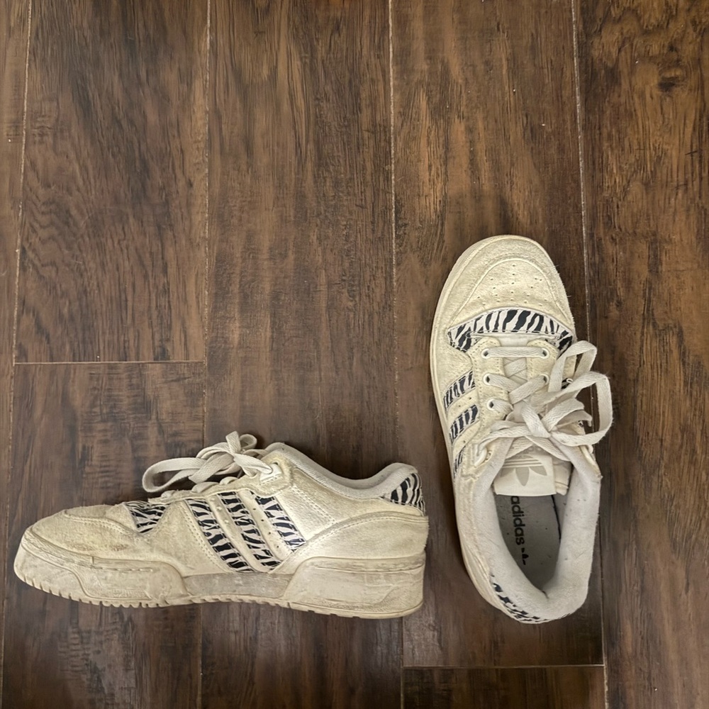 Adidas Beige Zebra Accent Sneakers